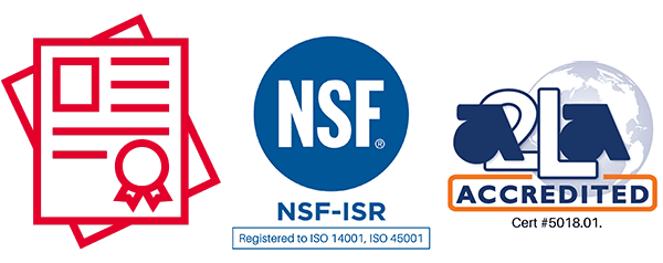 Ultimate Linings is ISO 14001 certified for environmental responsibility and ISO 45001/OHSAS 18001 for health and safety. Our ISO 17025-accredited lab ensures rigorous testing and consistency, giving our customers complete confidence in the quality of our solutions.